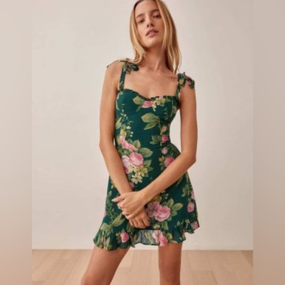 Reformation Christine Summer Dress in Green Size 6